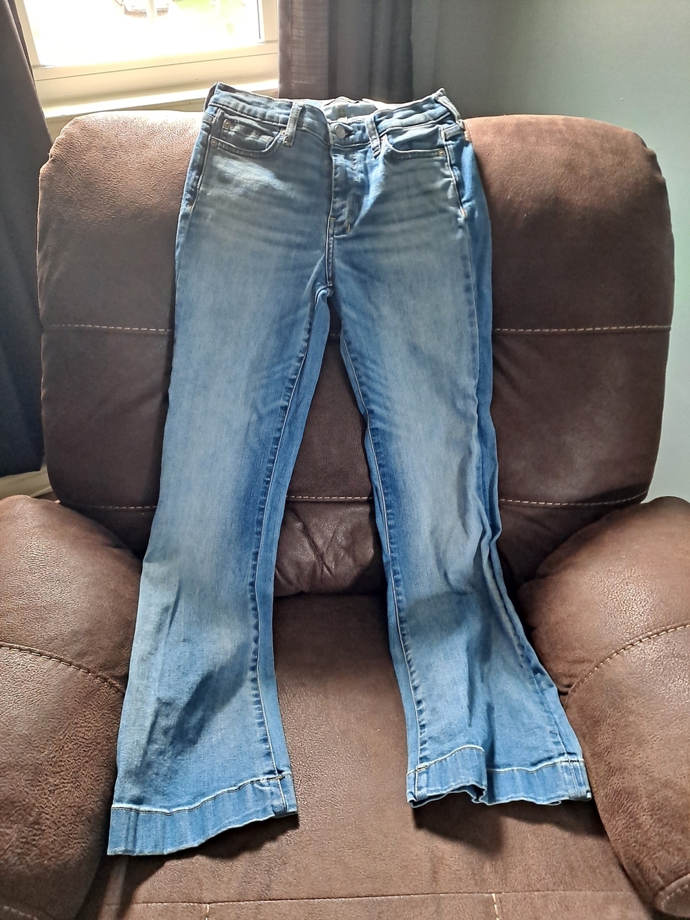 Seven7 Women's Light Blue Flare Jeans